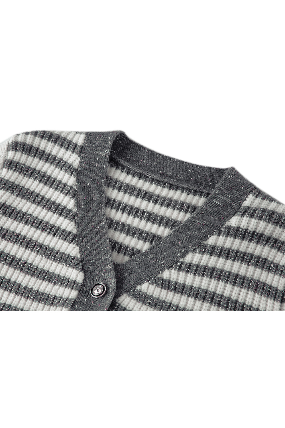 V-neck striped knitted cardigan-VIMLYSTORE