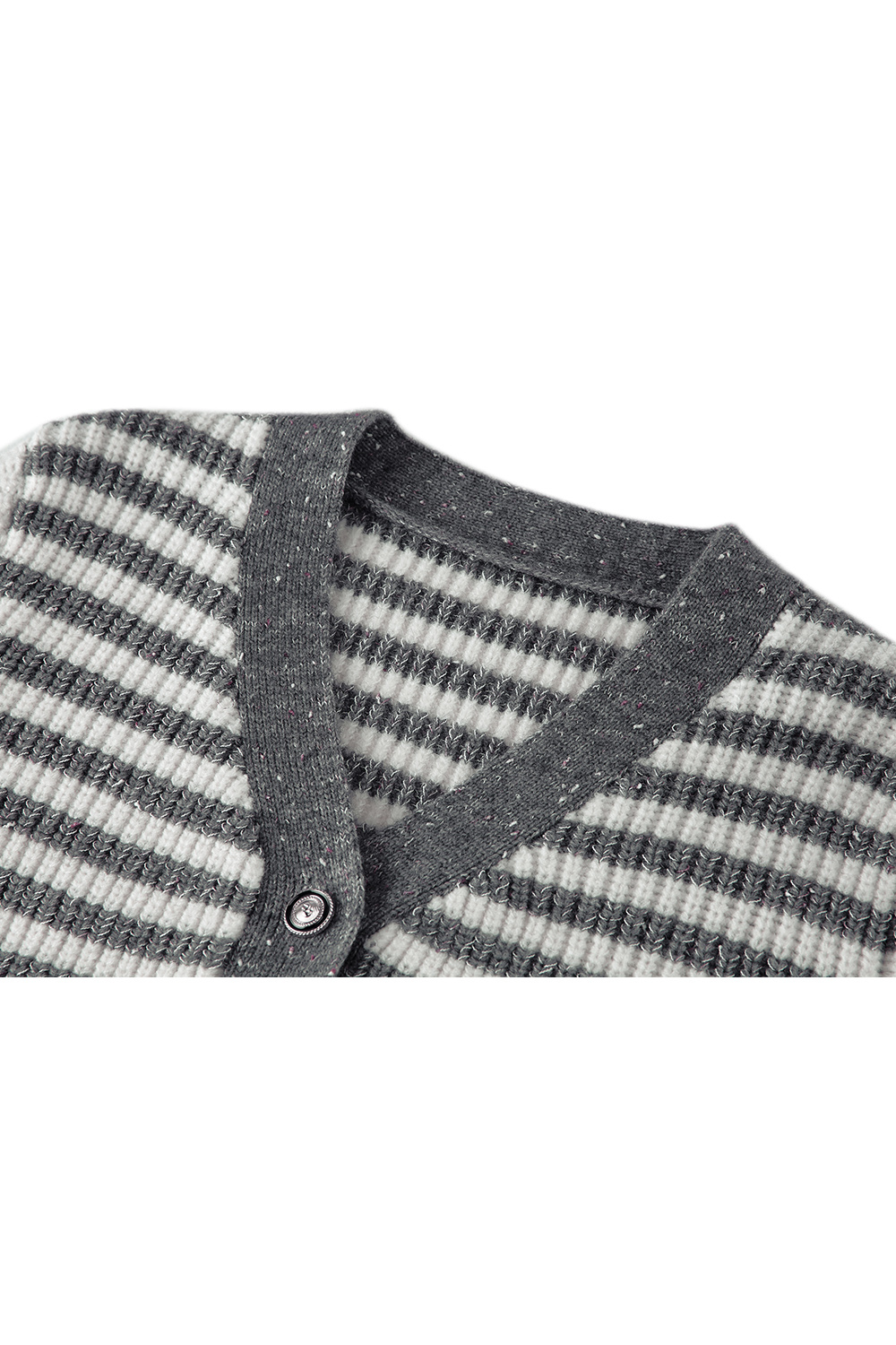 V-neck striped knitted cardigan