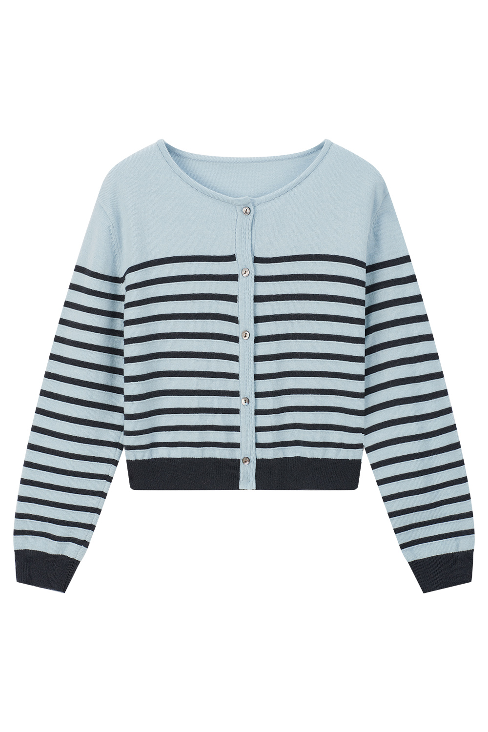 Apricot Blue Striped Knit Cardigan-VIMLYSTORE