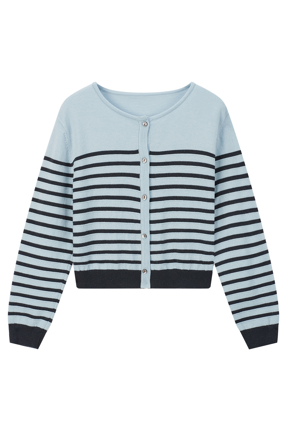 Apricot Blue Striped Knit Cardigan