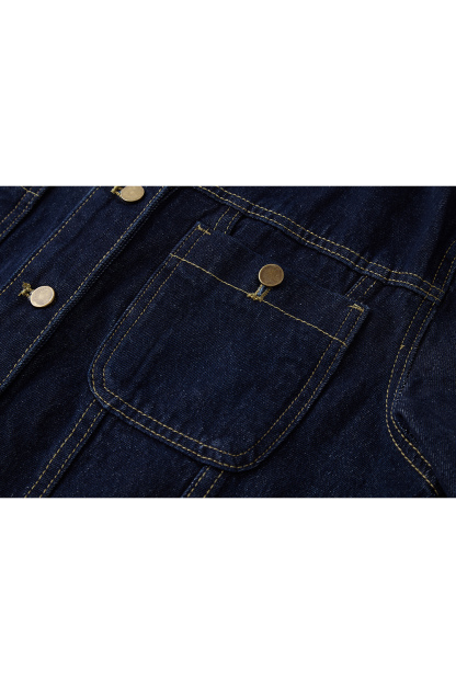 Round Neck Denim Short Jacket