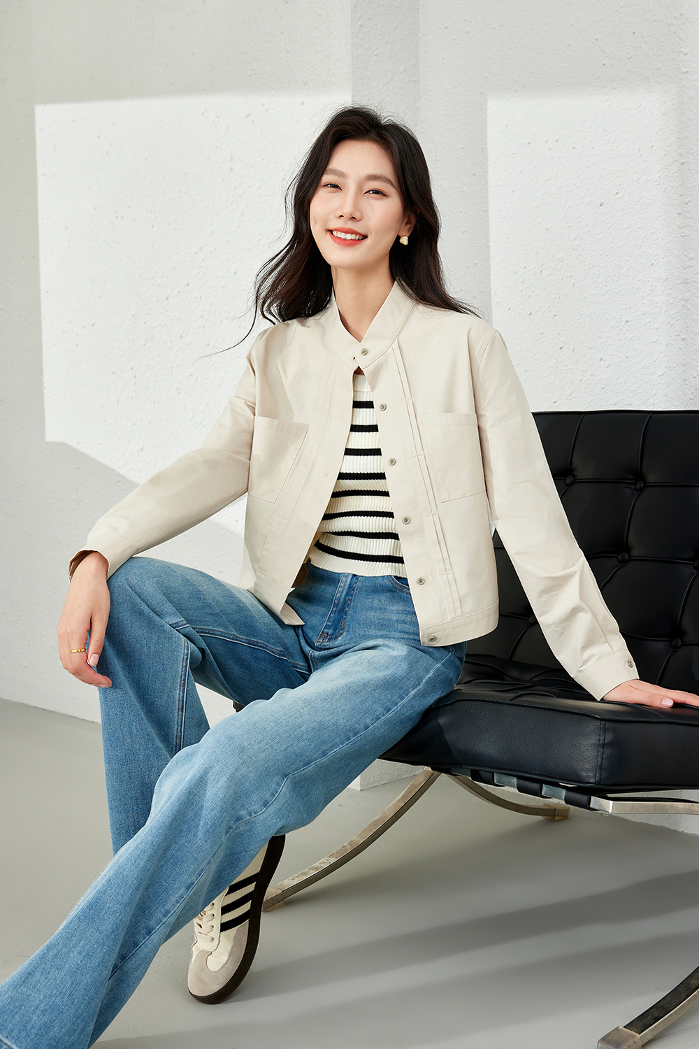 Pure Cotton Stand Collar Jacket