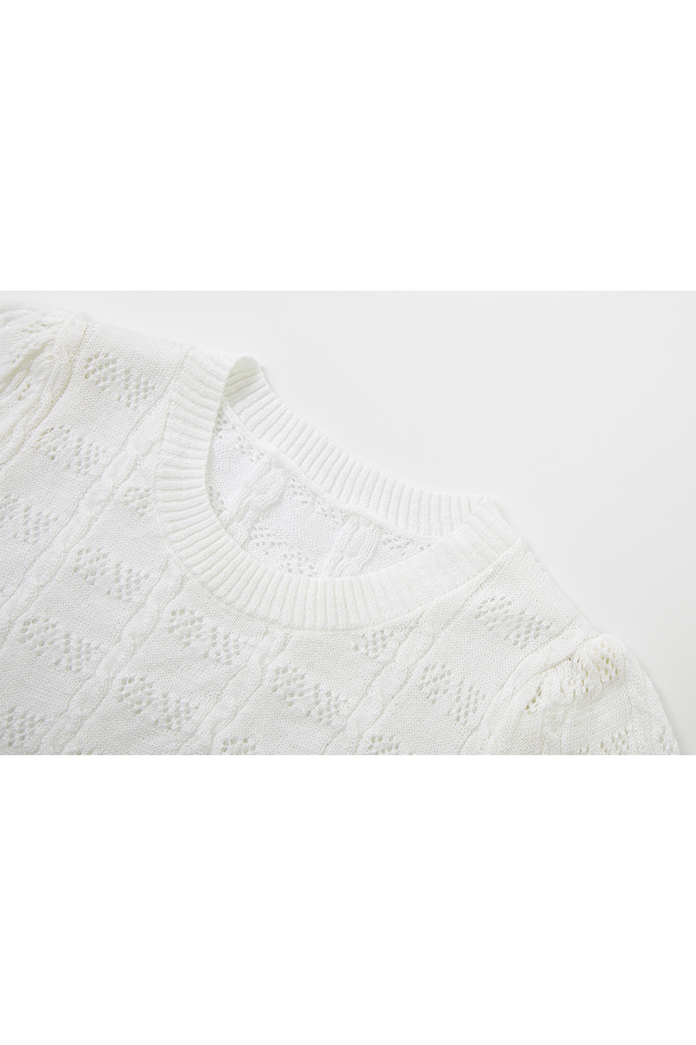 French Hollow Solid Color Knit Sweater