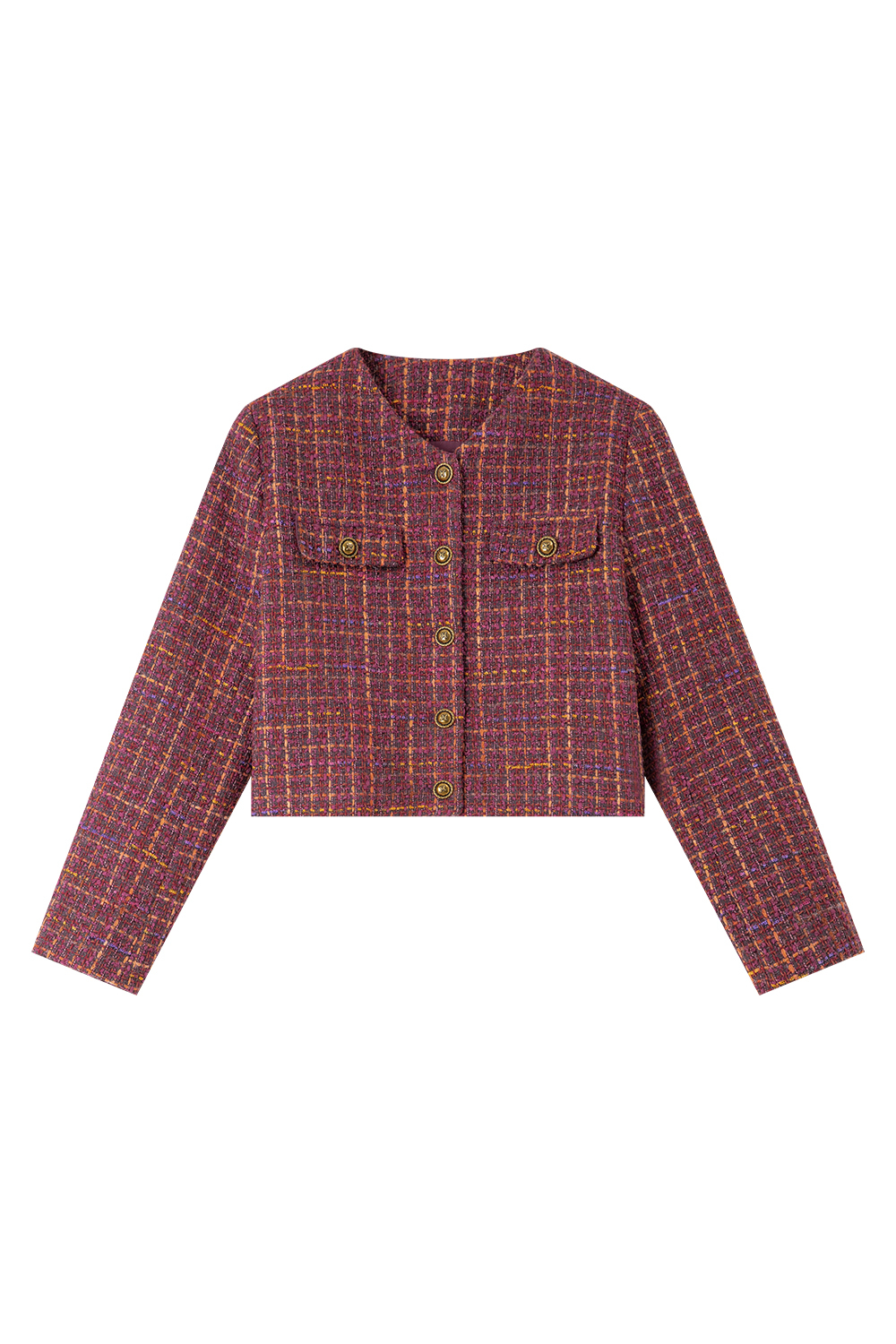 Fashionable Retro Red Check Short Jacket