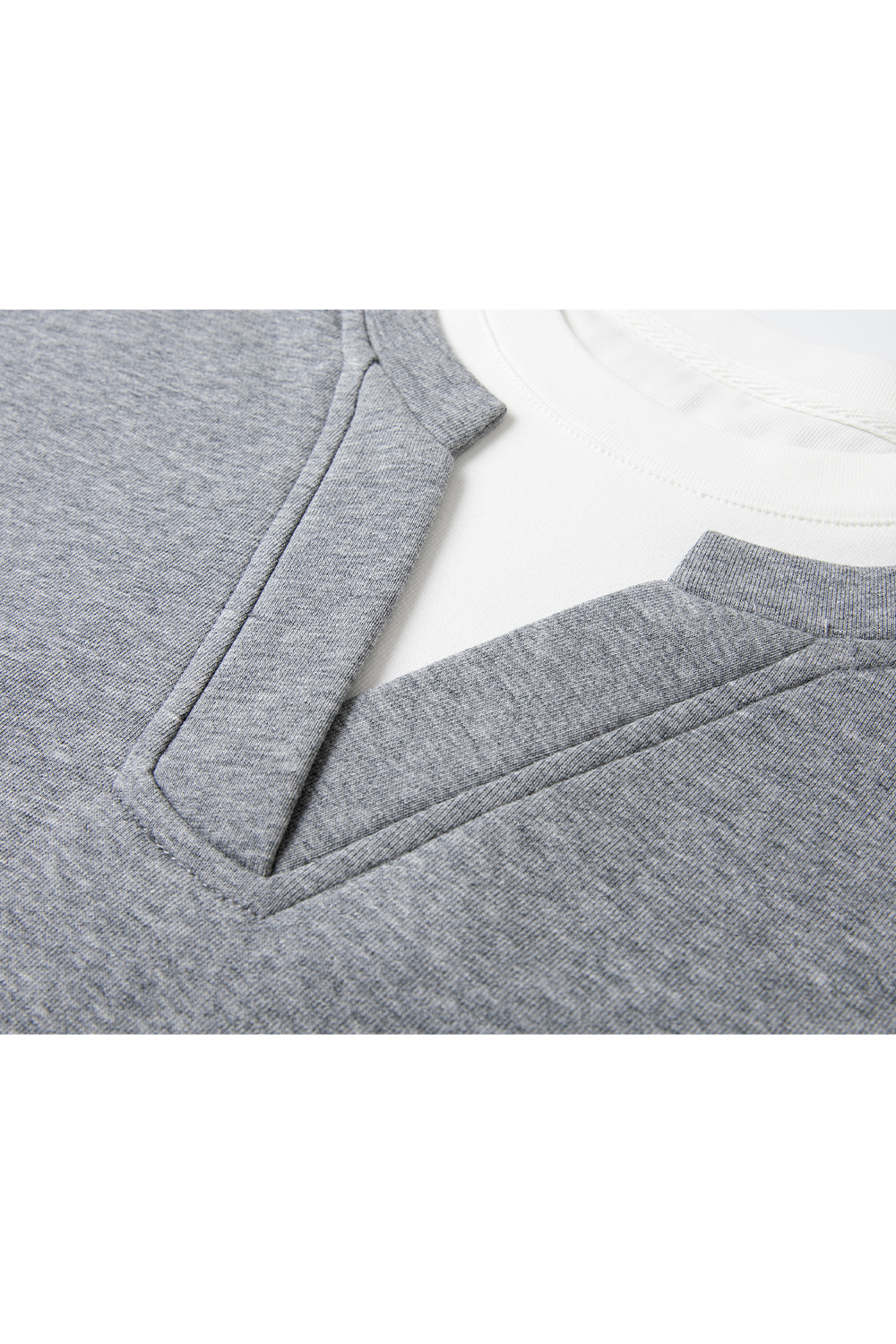 Contrast Color Fake Two-Piece Cotton Sweatshirt-VIMLYSTORE