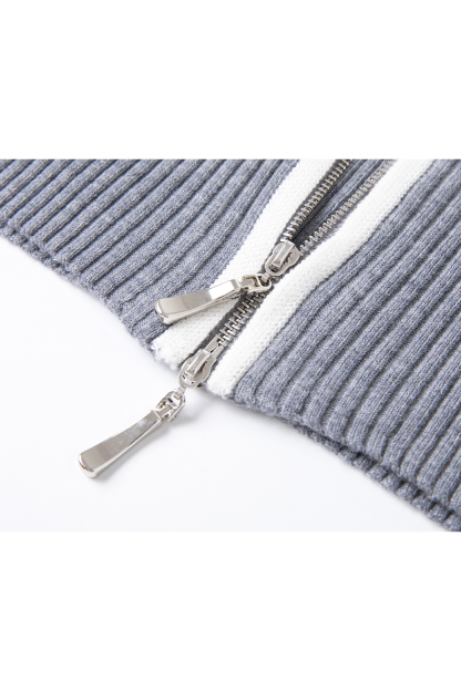Minimal Contrast Color Knit Cardigan