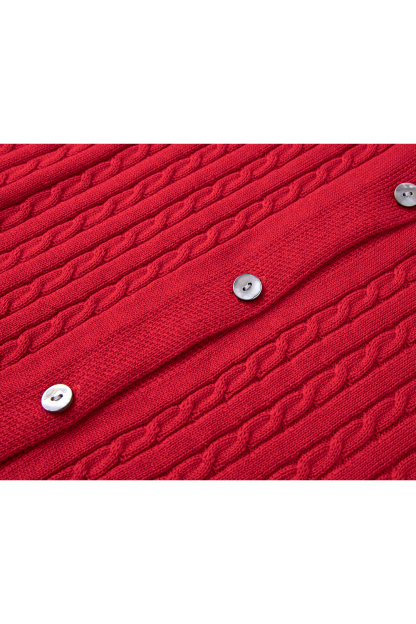 Red Wide-striped Knitted Cardigan
