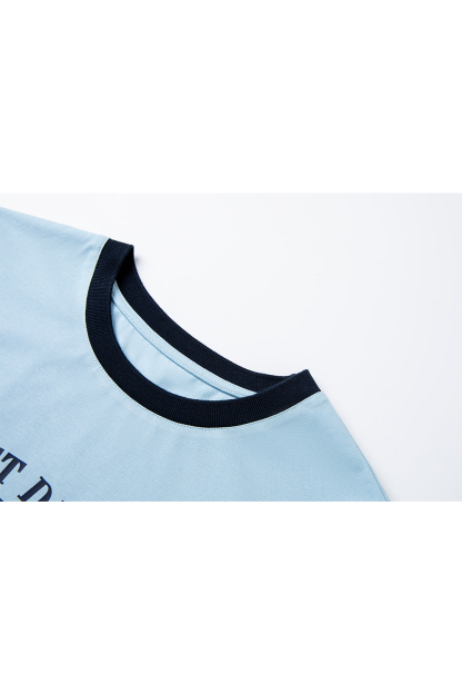 Round Neck Printed Decorative Straight T-Shirt