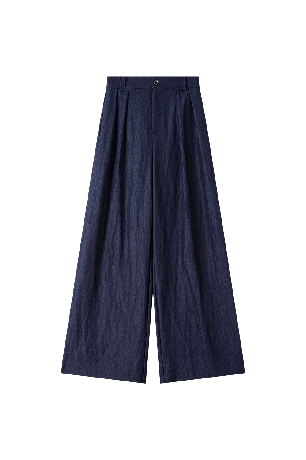 Navy Elastic-Waist Lightweight Wide-Leg Pants-VIMLYSTORE