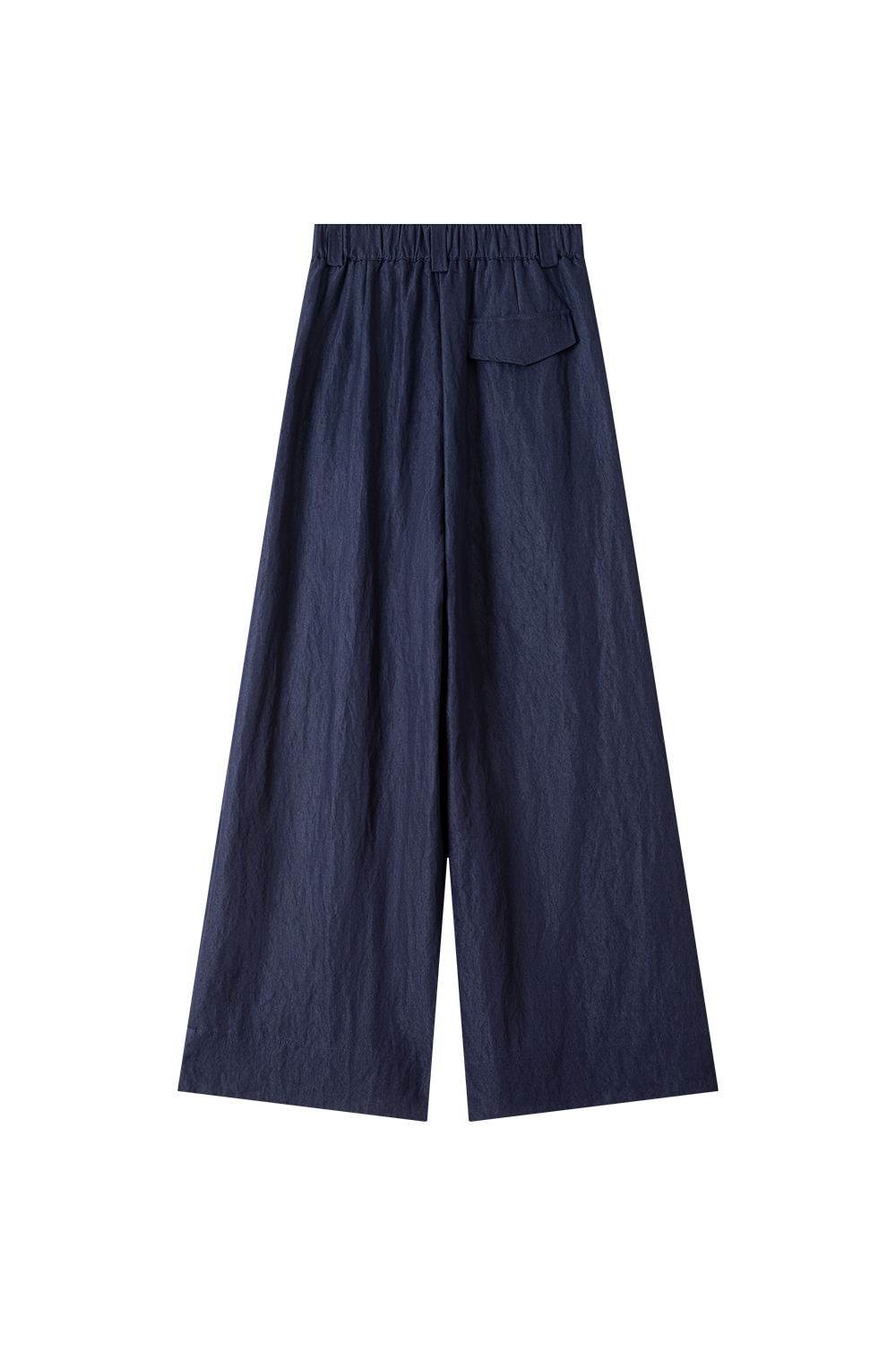 Navy Elastic-Waist Lightweight Wide-Leg Pants-VIMLYSTORE