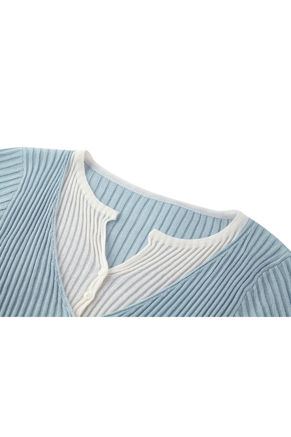 Collar Patchwork with Contrast Knit Cardigan-VIMLYSTORE