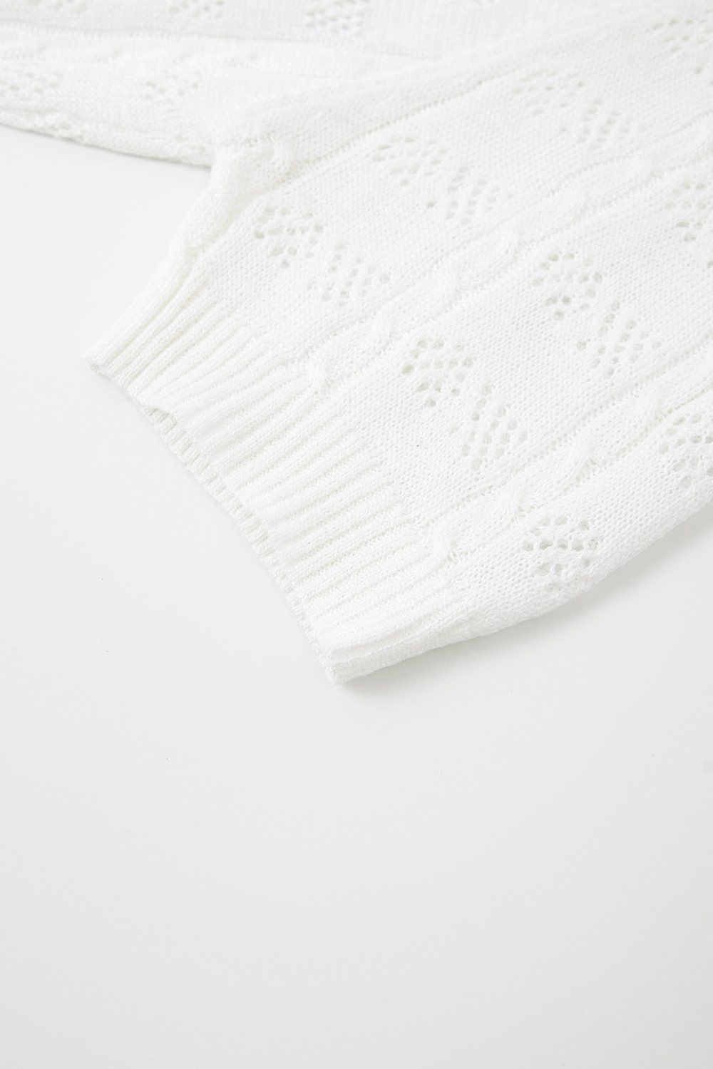 French Hollow Solid Color Knit Sweater
