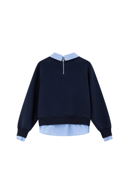 School style spliced sweatshirt