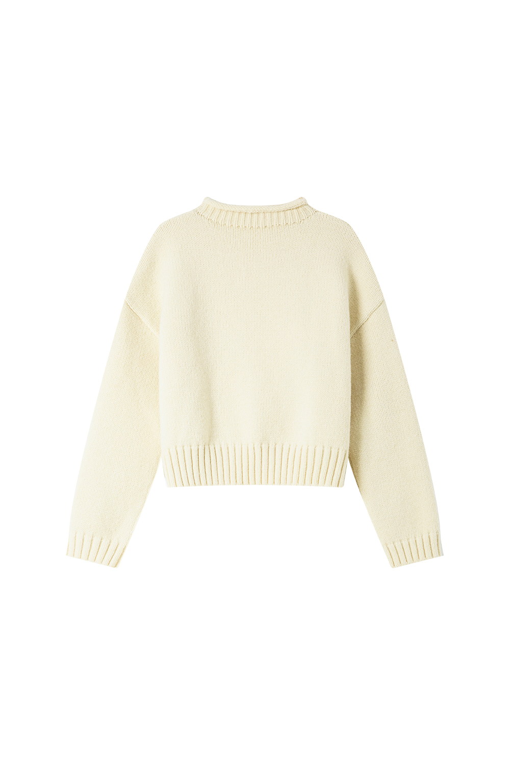 Rolled Hem Semi-High Neck Knitted Sweater-VIMLYSTORE