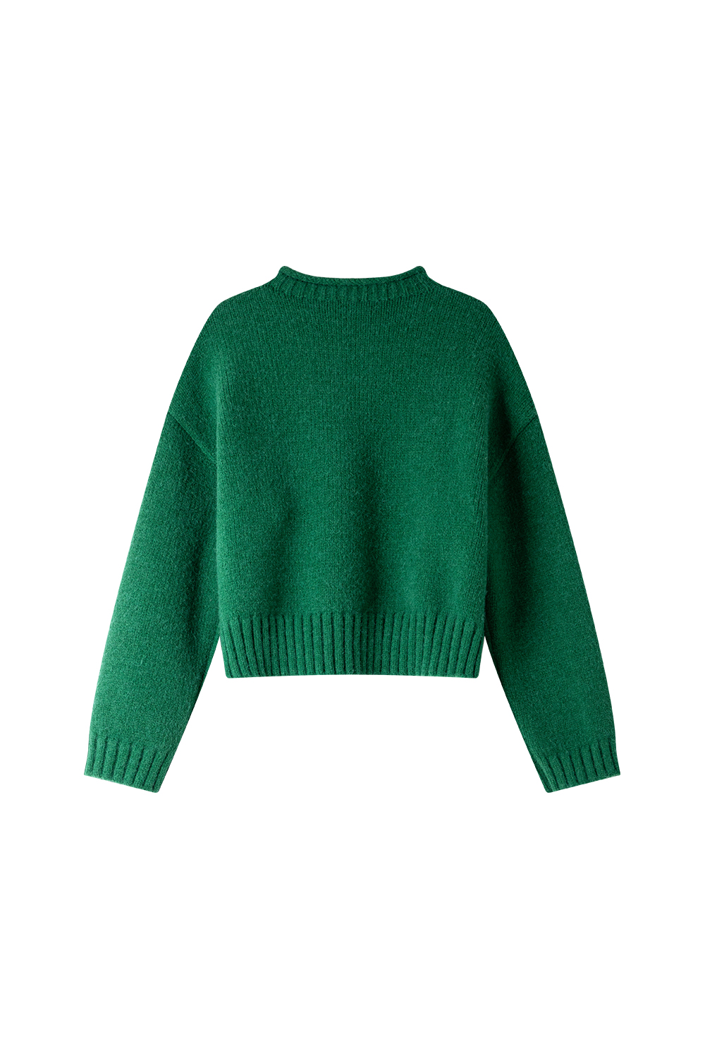 Rolled Hem Semi-High Neck Knitted Sweater-VIMLYSTORE