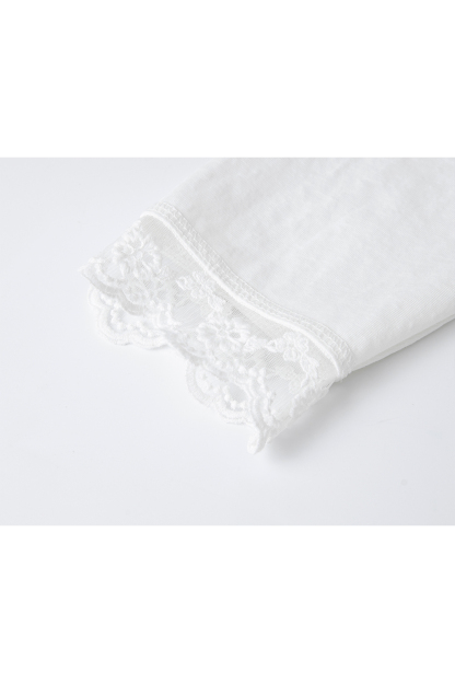 Lace-Decorated Hooded T-Shirt