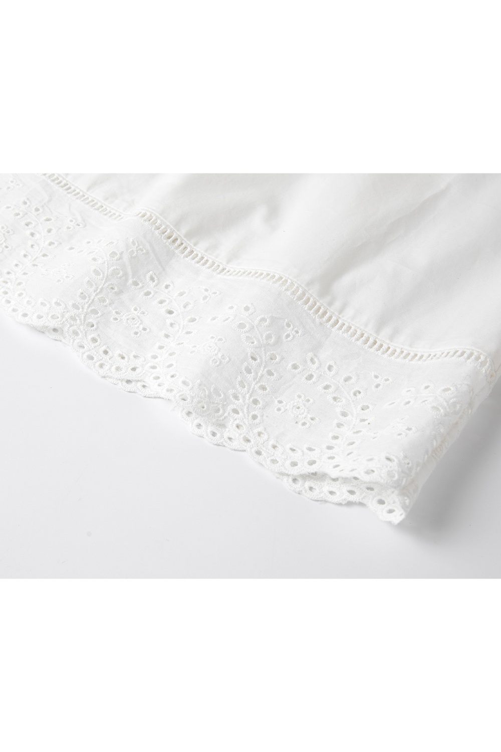 Lace-Edged White Long Skirt