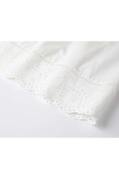 Lace-Edged White Long Skirt