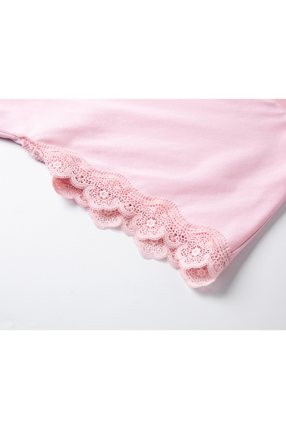 Lace Decoration Solid Color T-Shirt