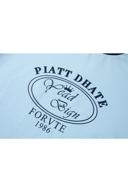 Round Neck Printed Decorative Straight T-Shirt