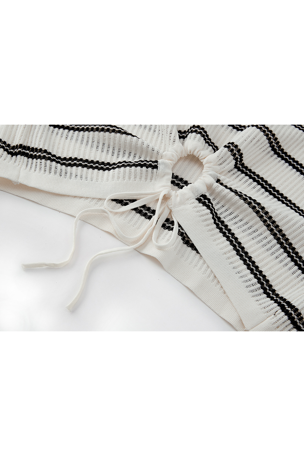 Drawstring Knitted Sweater-VIMLYSTORE