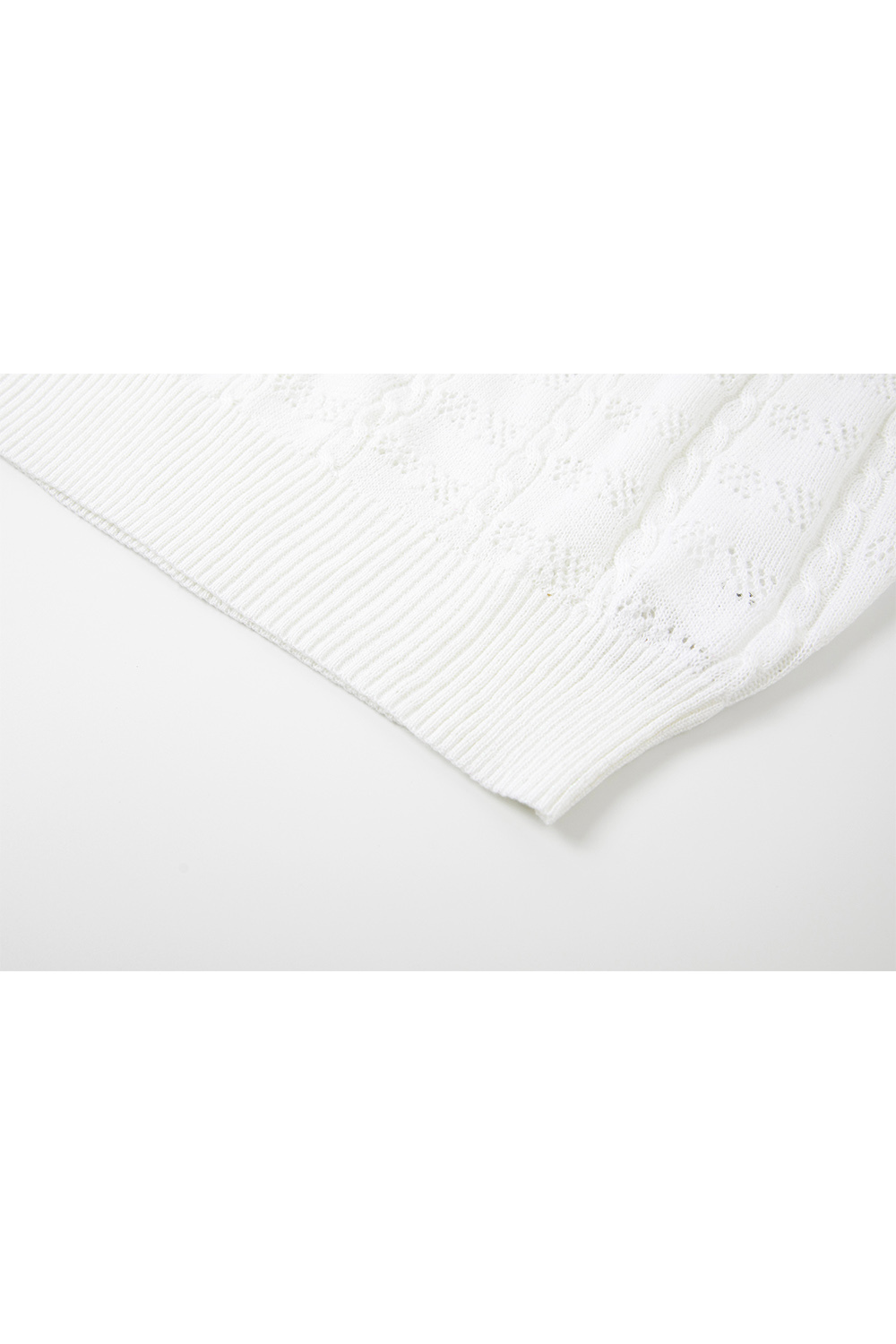 French Hollow Solid Color Knit Sweater