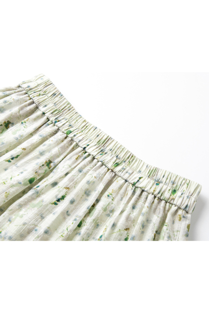 Green Field Floral Skirt Set
