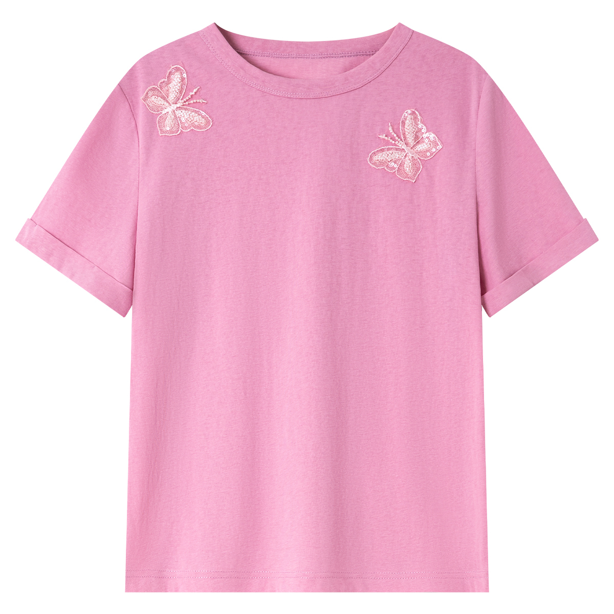 Lace Butterfly Solid Color T-Shirt