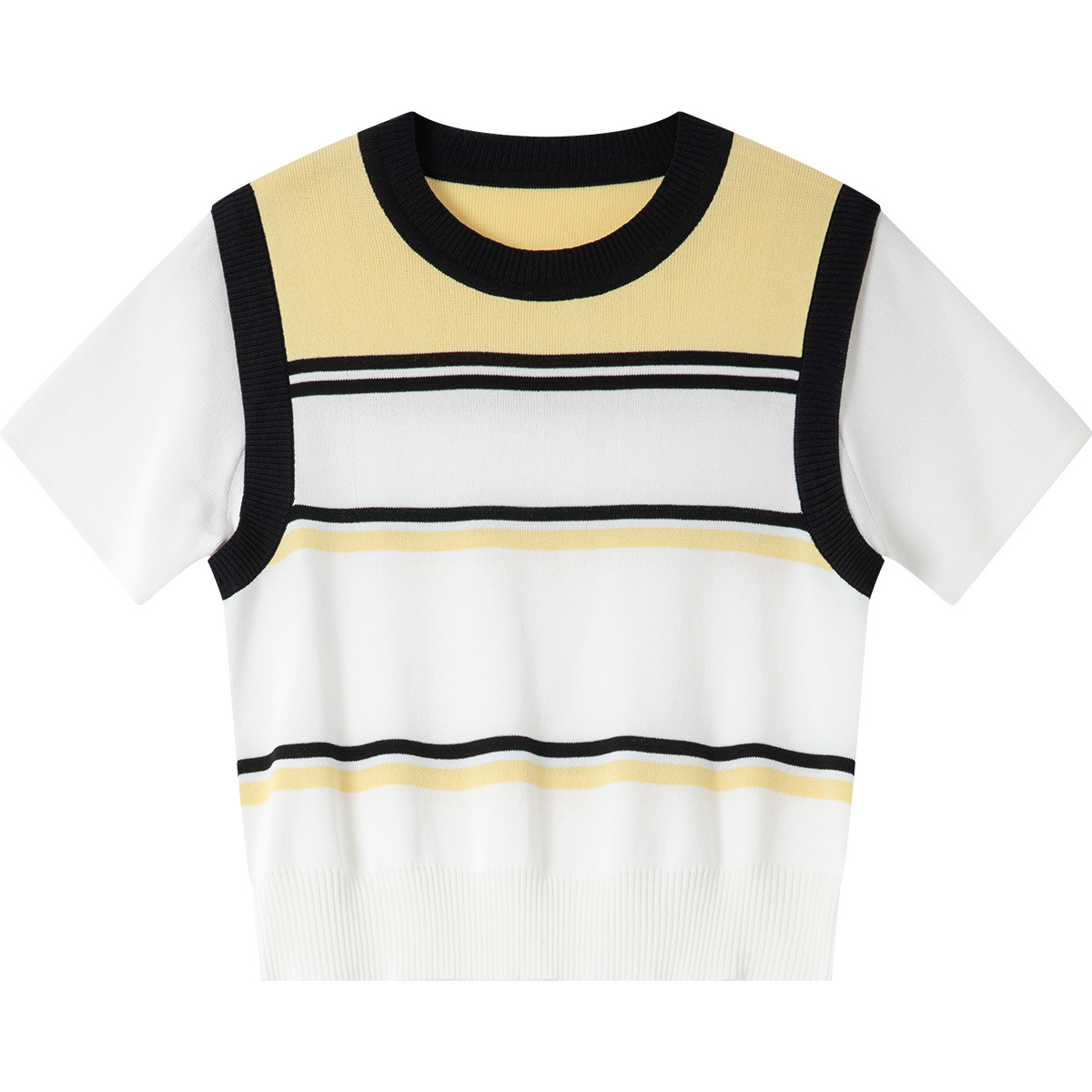 Contrast Striped Round Neck Sweater