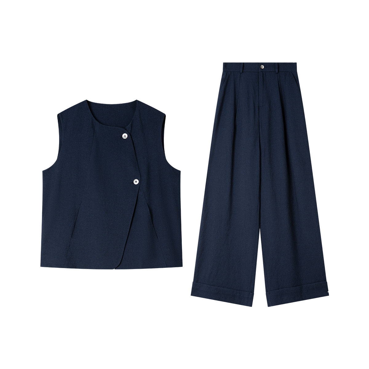 Linen Blended Vest Suit
