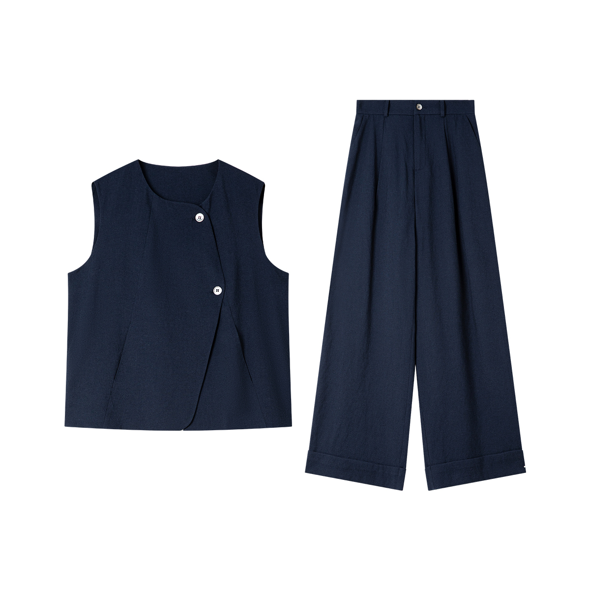 Linen Blended Vest Suit