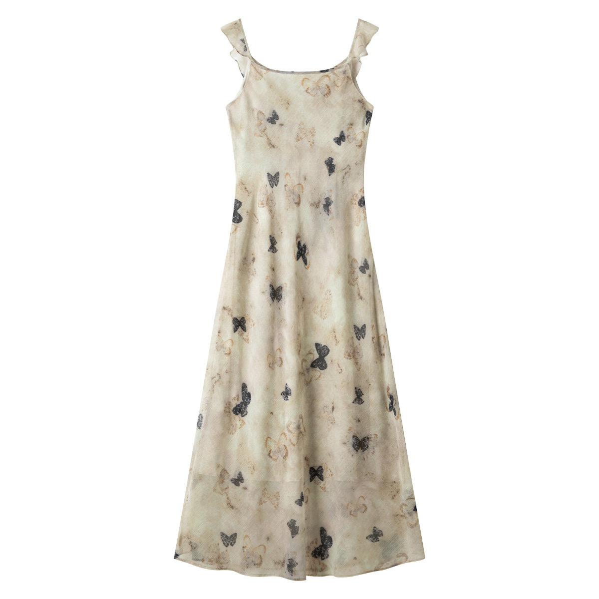 U-Neck Butterfly Suspender Dress