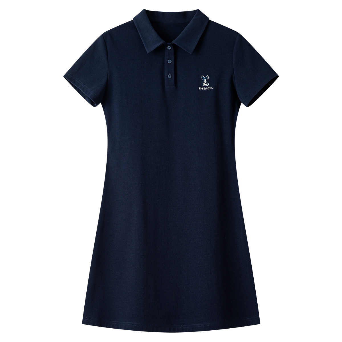 Polo Neck Rabbit Embroidered Dress