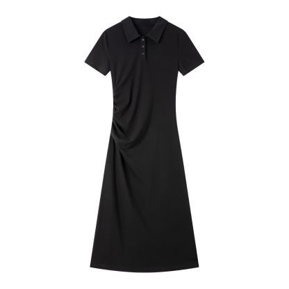 Lapel Knitted Straight Dress