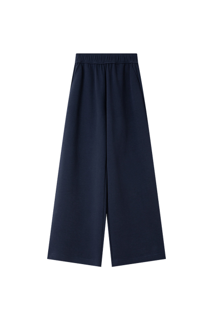 Navy Breton-Stripe Peplum Top & Wide-Leg Pants Set-VIMLYSTORE