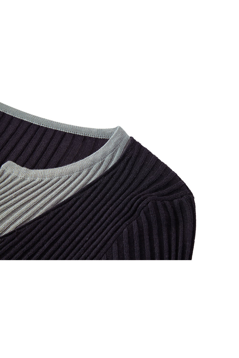 Collar Patchwork with Contrast Knit Cardigan-VIMLYSTORE