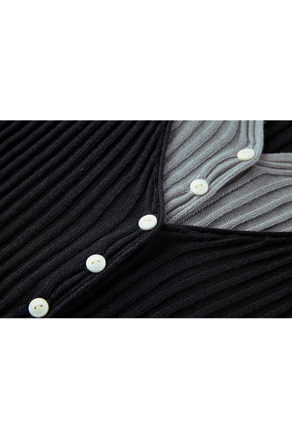 Collar Patchwork with Contrast Knit Cardigan-VIMLYSTORE