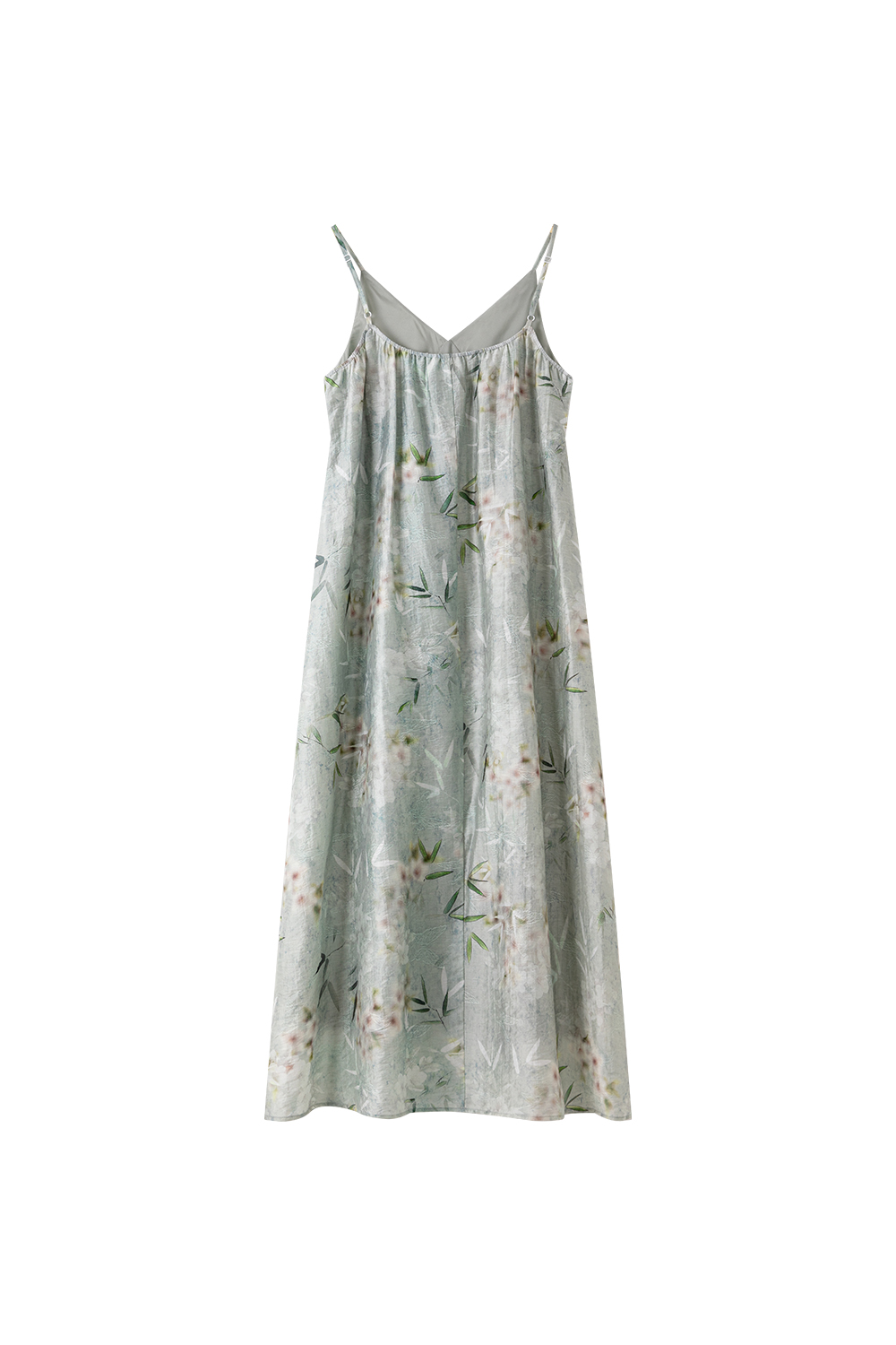 Contemporary Chinese V-Neck Lyocell Slip A-Line Maxi Dress-VIMLYSTORE