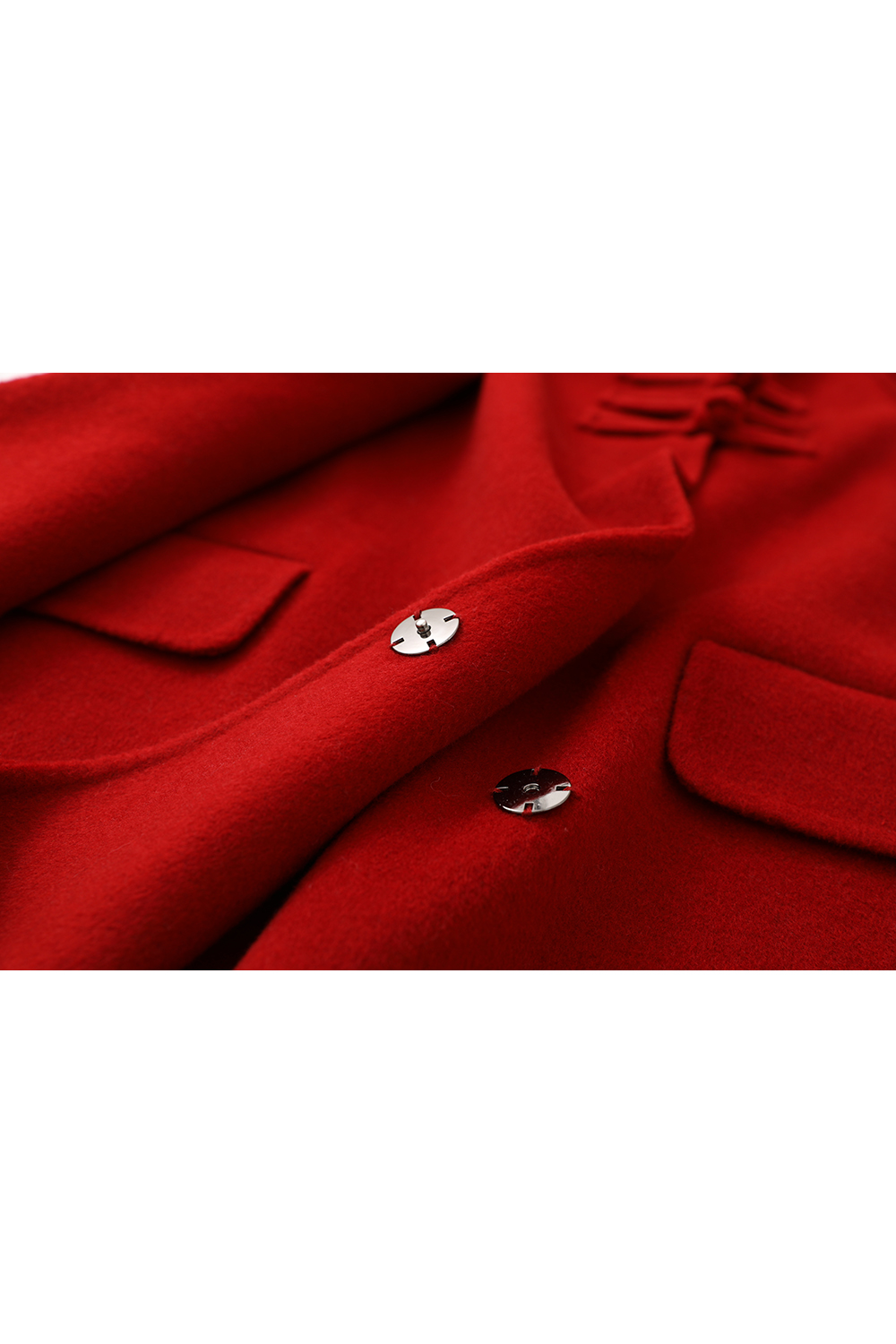 New Chinese Style Red Double-Faced Wool Coat