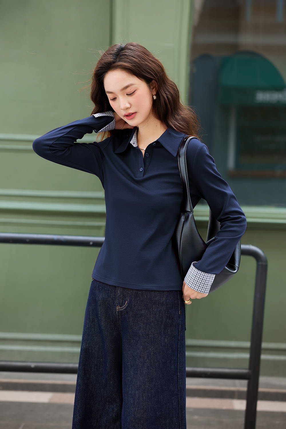 Patchwork Design Long Sleeve T-Shirt-VIMLYSTORE