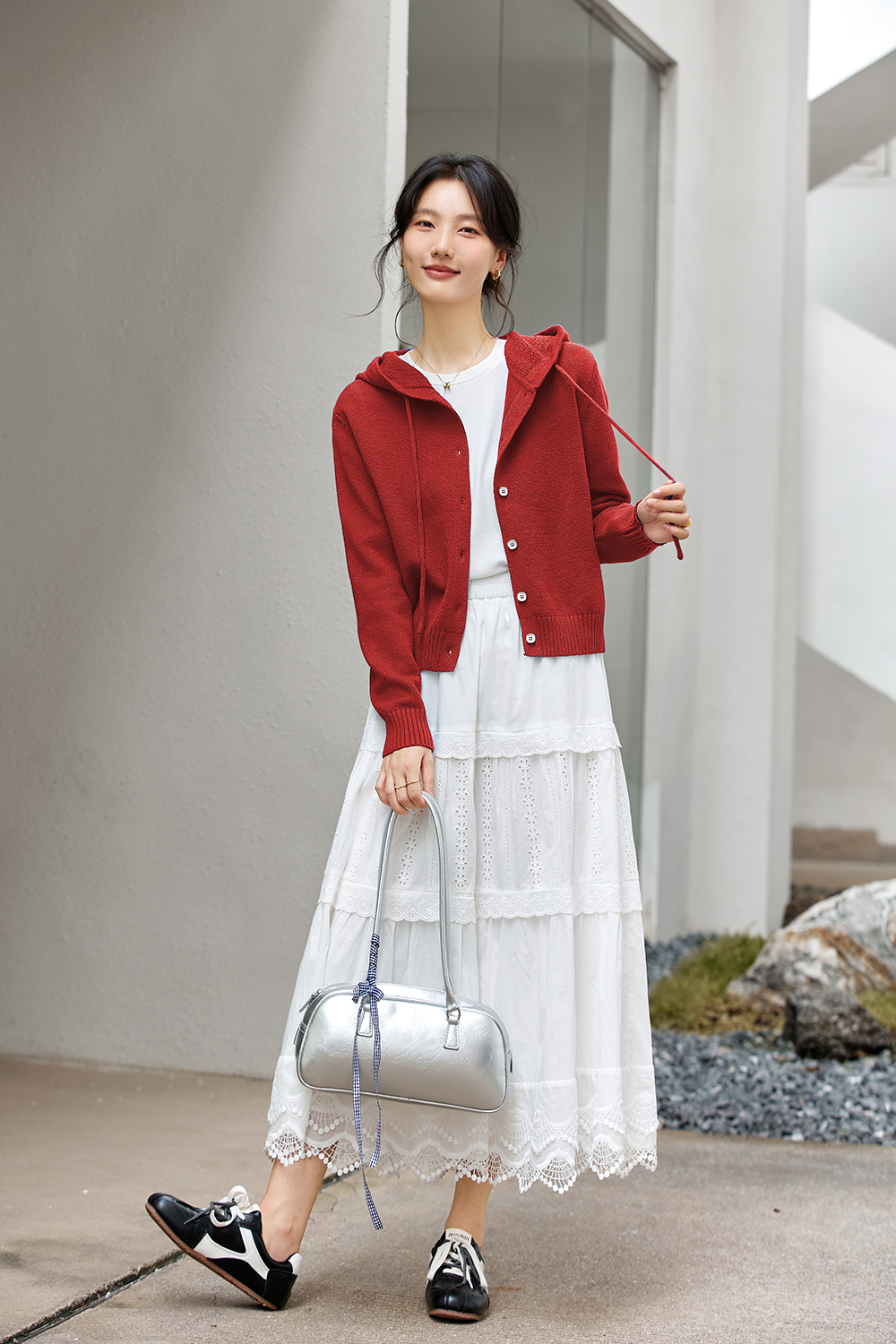 Hooded knitted cardigan coat-VIMLYSTORE