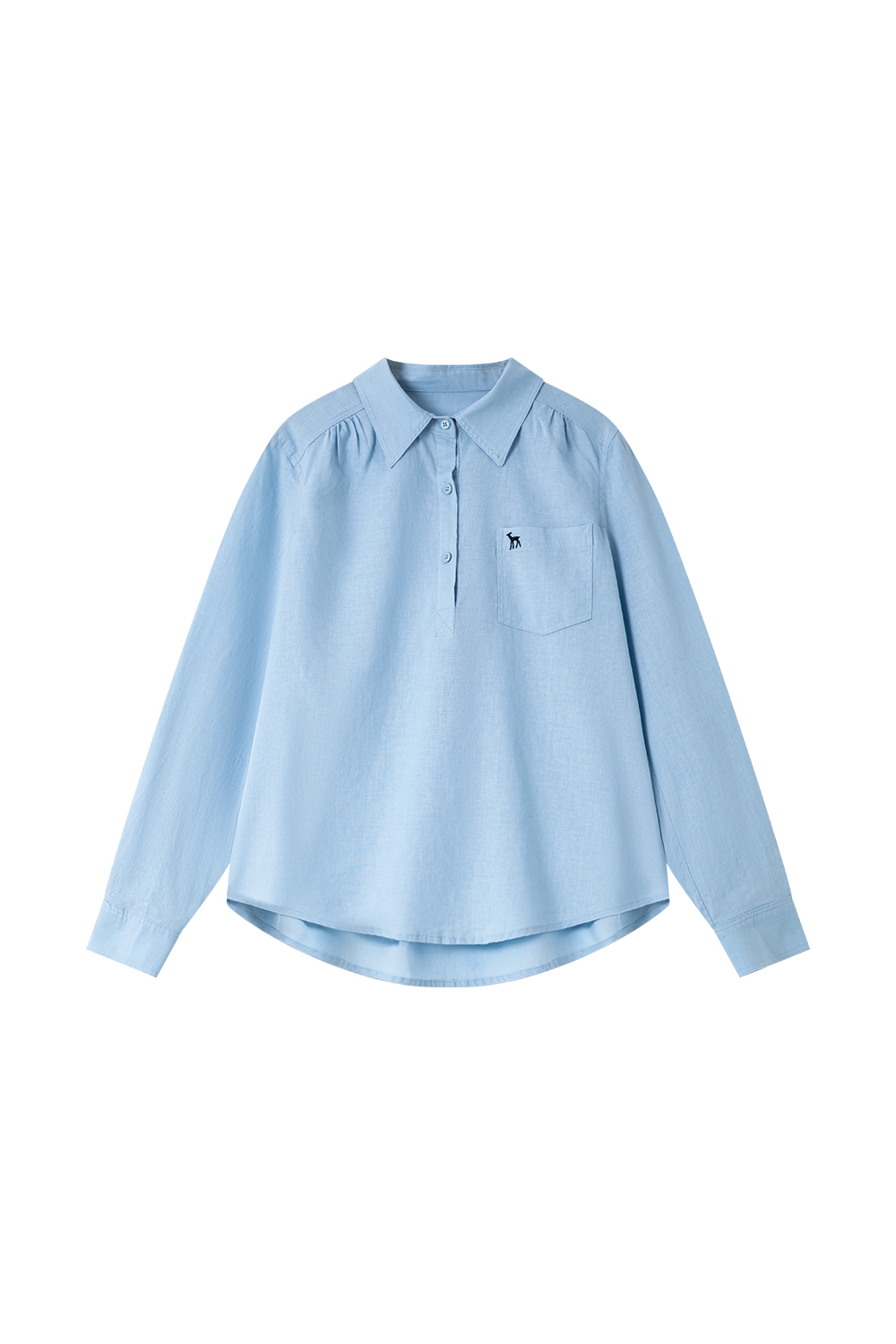 Deer-Embroidered Oversized Shirt for Stylish Commuting-VIMLYSTORE