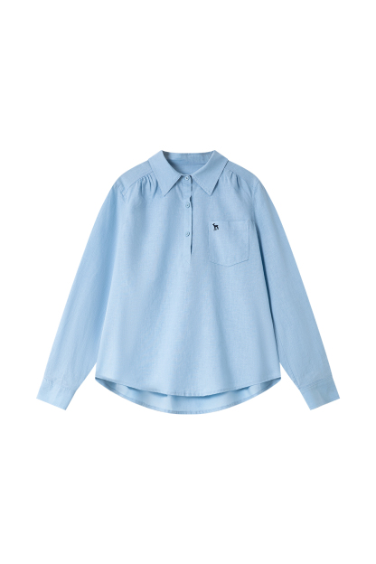Deer-Embroidered Oversized Shirt for Stylish Commuting-VIMLYSTORE
