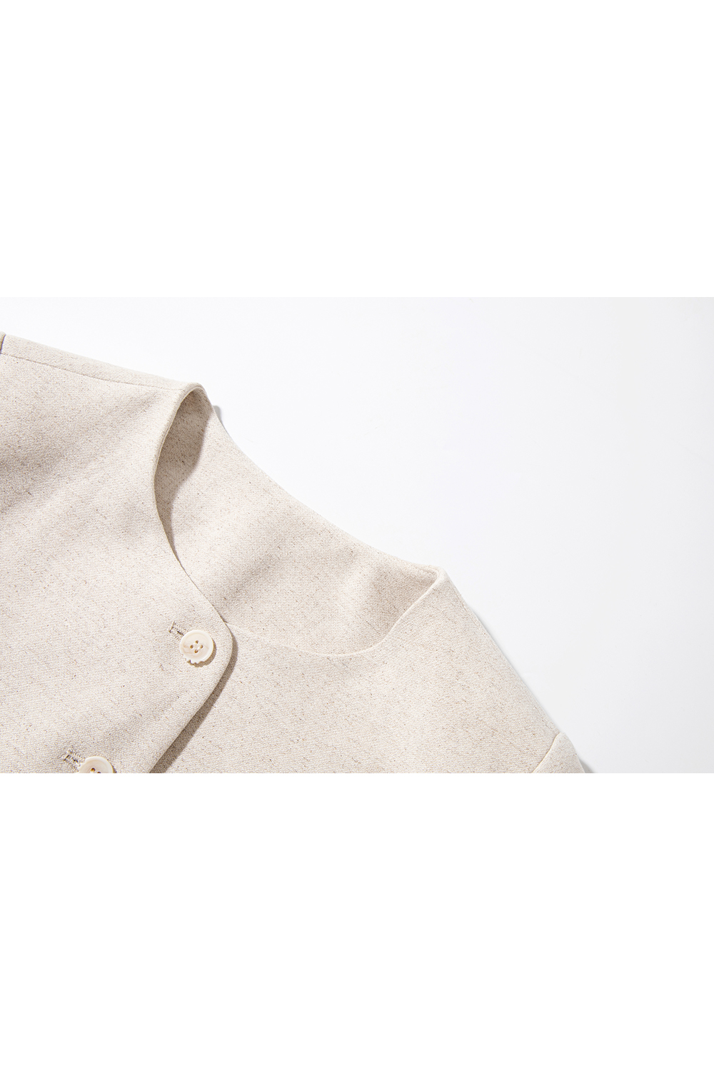 Linen Round-Neck Jacket & Skirt Set – Casual Elegance-VIMLYSTORE