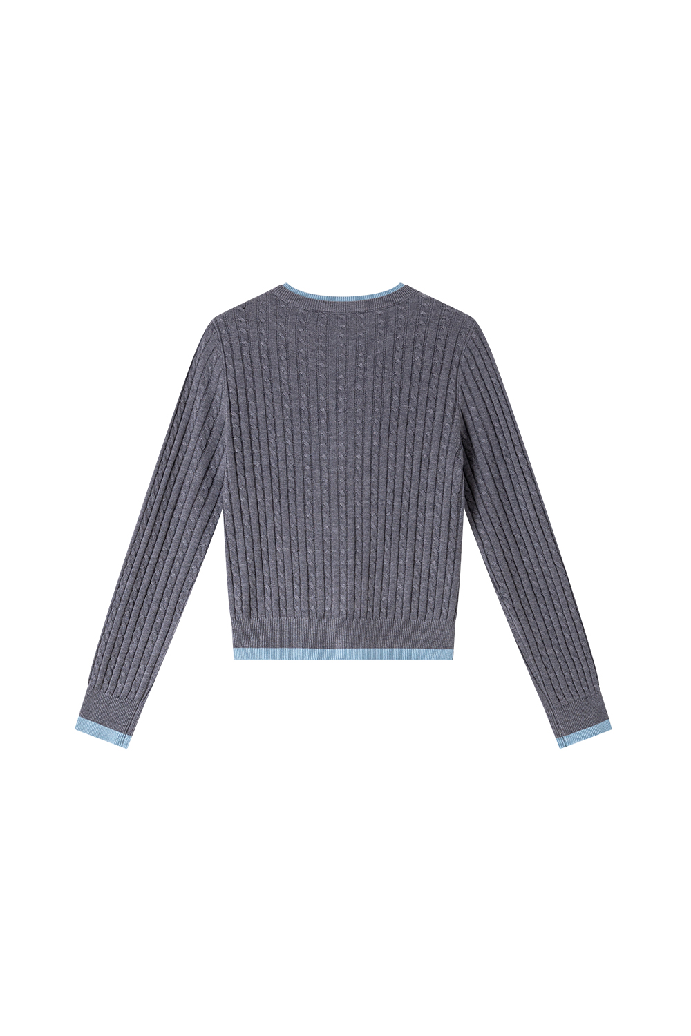 Color-Block Ribbed Knit Cardigan with Faux Underlayer-VIMLYSTORE