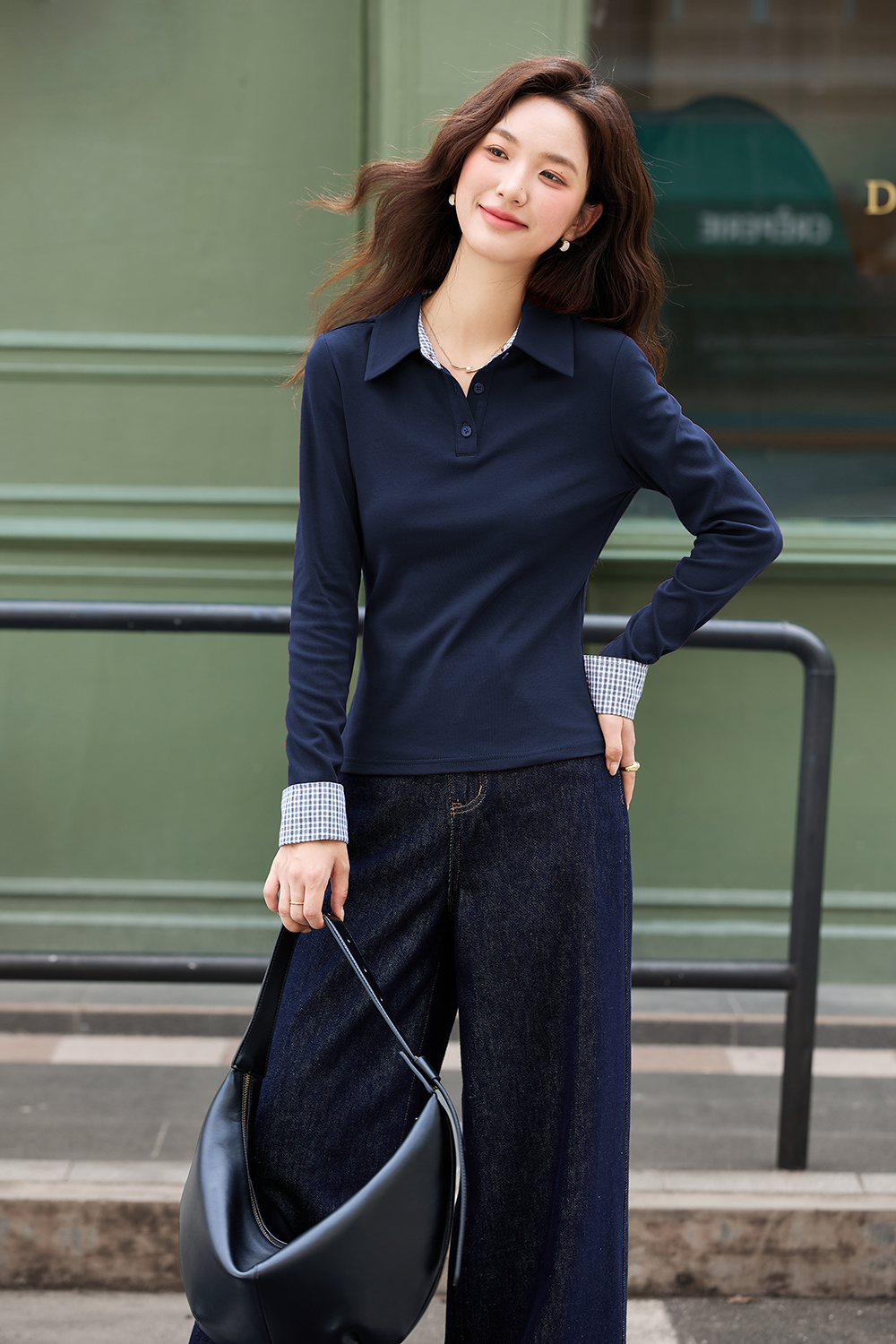 Patchwork Design Long Sleeve T-Shirt-VIMLYSTORE