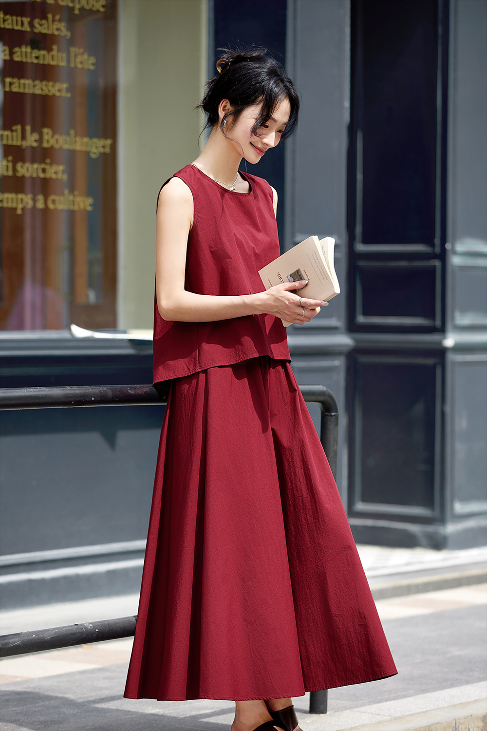 Sleeveless Shell Top & Pencil Skirt Office Set-VIMLYSTORE