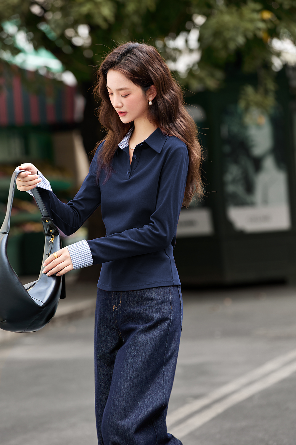 Patchwork Design Long Sleeve T-Shirt-VIMLYSTORE