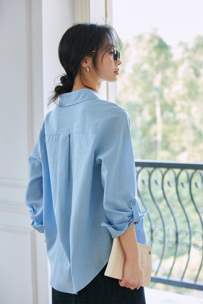 Deer-Embroidered Oversized Shirt for Stylish Commuting-VIMLYSTORE