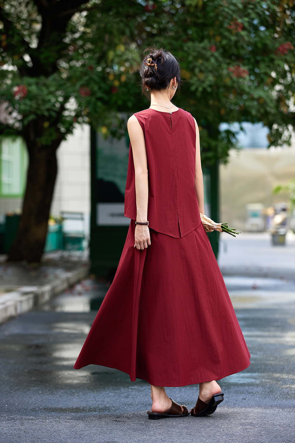 Sleeveless Shell Top & Pencil Skirt Office Set-VIMLYSTORE